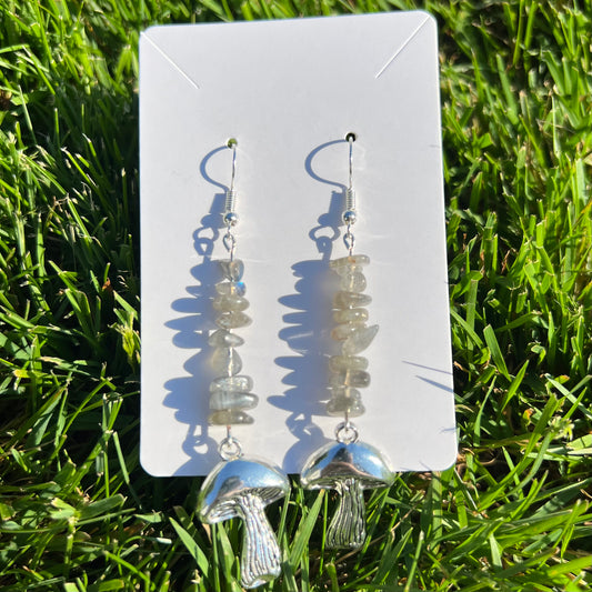 Labradorite Mushroom Earrings