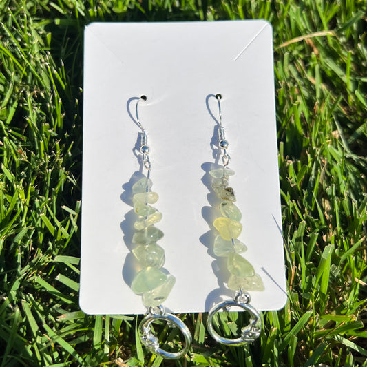 Prehnite Starry Moon Earrings