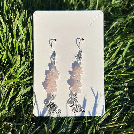 Rose Quartz Butterfly Earrings