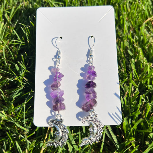 Amethyst Crescent Moon Earrings