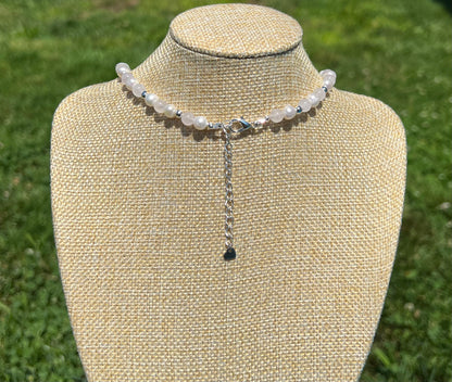 Rose Quartz & Fresh Water Pearl Necklace