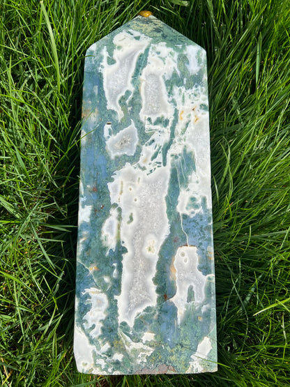 XXL Moss Agate Tower